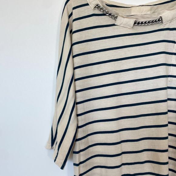 Madewell Navy & White Striped Sail Away Striped Chain Neckline Tee - Picture 5 of 7